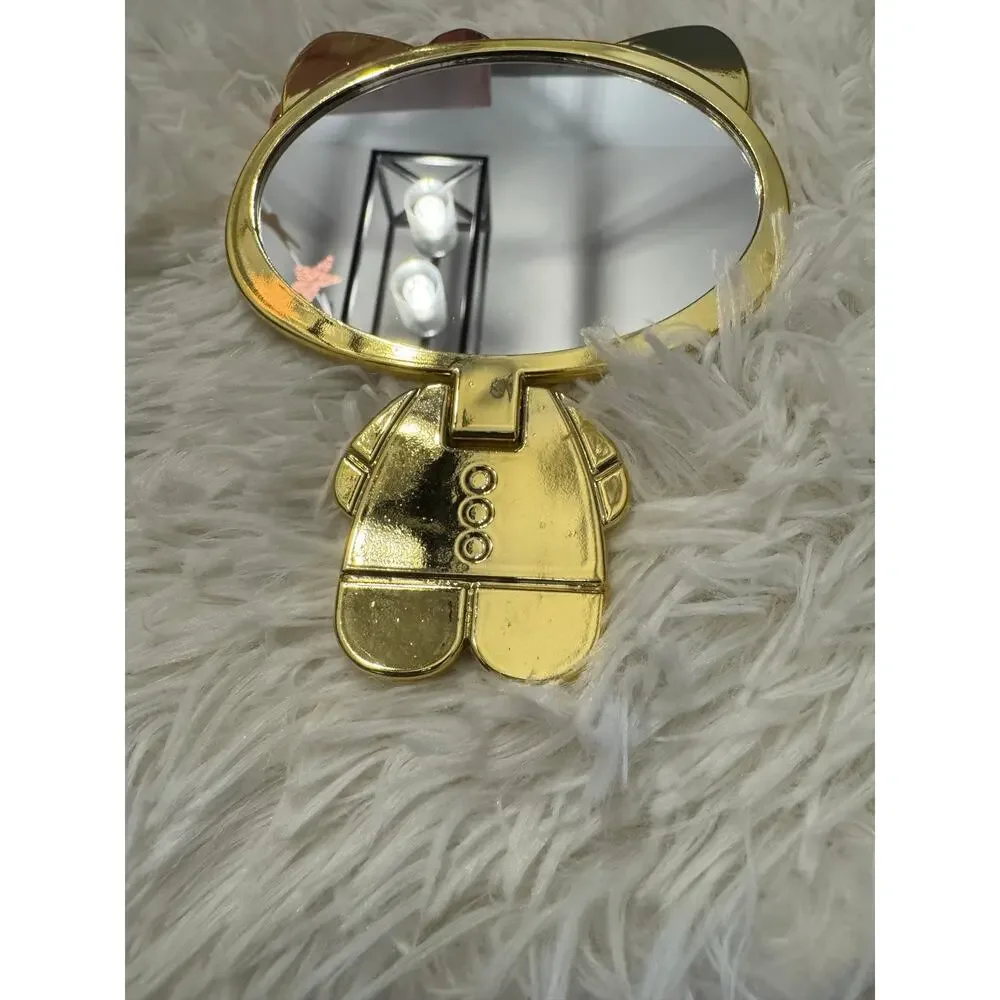 Hello Kitty folding standing handheld gold mirror with rose gold bow